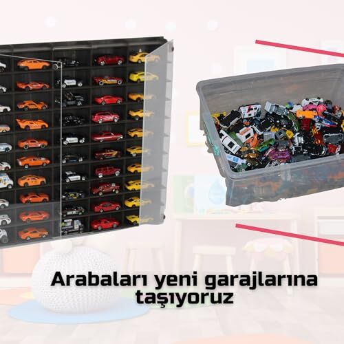 Oyuncak, Pleksi Kapaklı 1/64 Ölçek 50Araç Hotwheels Matchbox metal araç Uyumlu Model Araba Rafı-Ceviz