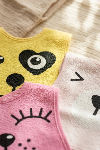 Lumi 3'lü Paket Hayvan Figürlü Yumuşak Dokulu Bebek Mama Önlüğü Seti - %100 Pamuklu Ve Sıvı Emici 0-12 Ay
