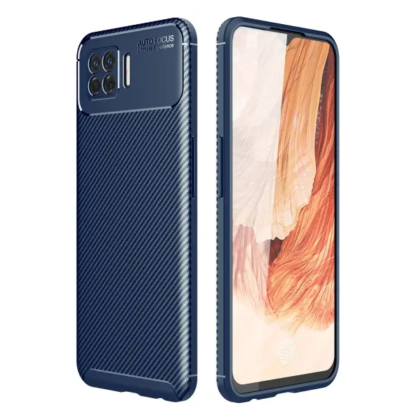 Oppo A73 Kılıf Auto Focus Karbon Kapak - Lacivert