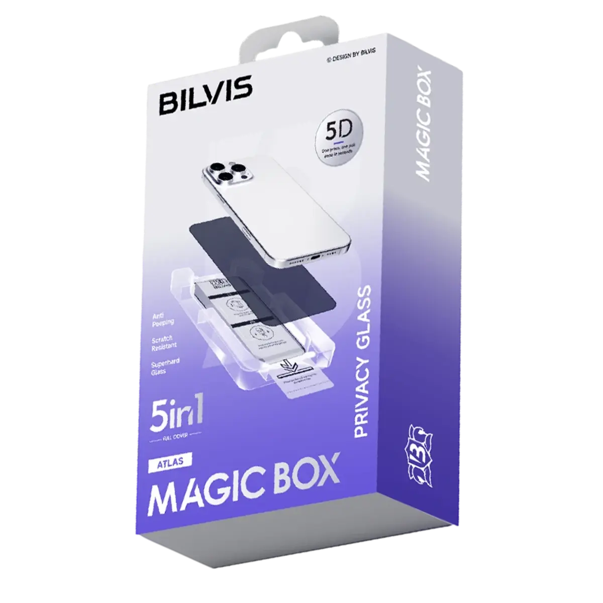 Apple iPhone 14 Pro Max Bilvis 5in1 5D Magic Hayalet Cam Ekran Koruyucu - Siyah
