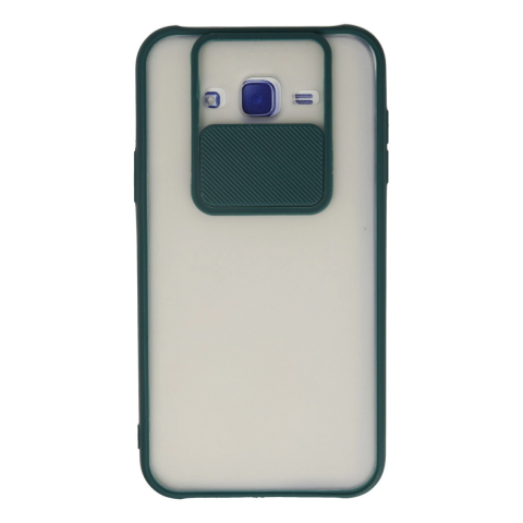 Samsung Galaxy J7 Kılıf Palm Buzlu Kamera Sürgülü Silikon - Yeşil