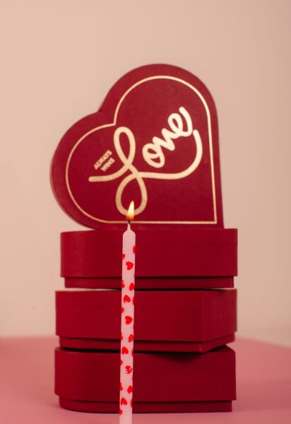 Love Heart Kalp Şeklinde Valentine Temalı Özel Tasarım Karton Kutu, Hediye Ambalajı, Hediye Kutusu (2adet)