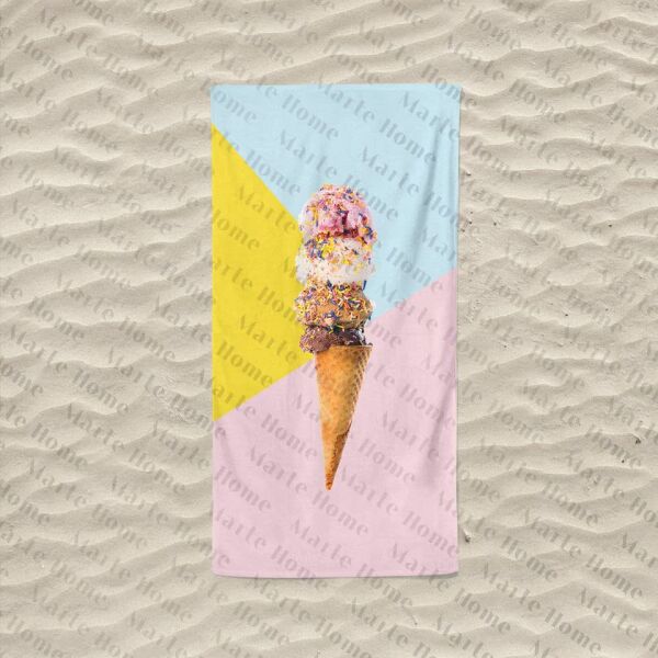 Ice Cream/Dondurma Baskılı Plaj Havlusu