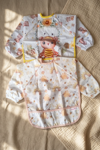 Tinybee Leke Tutmaz Sıvı Geçirmez Uzun Kollu Bebek Mama Önlüğü - 2'li Set Blw Uyumlu Kırıntı Cepli 6-24 Ay