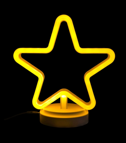 Neon Işıklı Yıldız Masa Gece Lambası Pil+usb