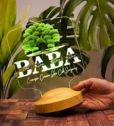 Babalar Günü Hediyesi, Renkli İsim Yazılı Kişiye Özel 3D LED Lamba