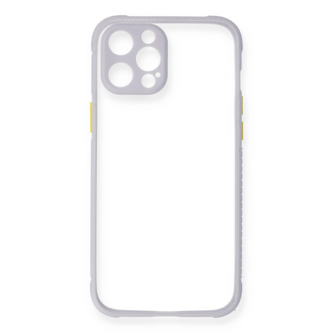 Apple İphone 12 Kılıf Miami Şeffaf Silikon - Lila