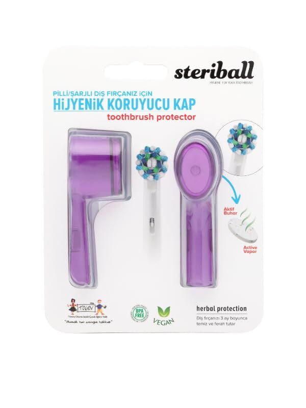 Şarjlı ve Pilli Diş Fırçaları için Hijyenik Diş Fırçası Koruma Kabı-2'li Mor X 2