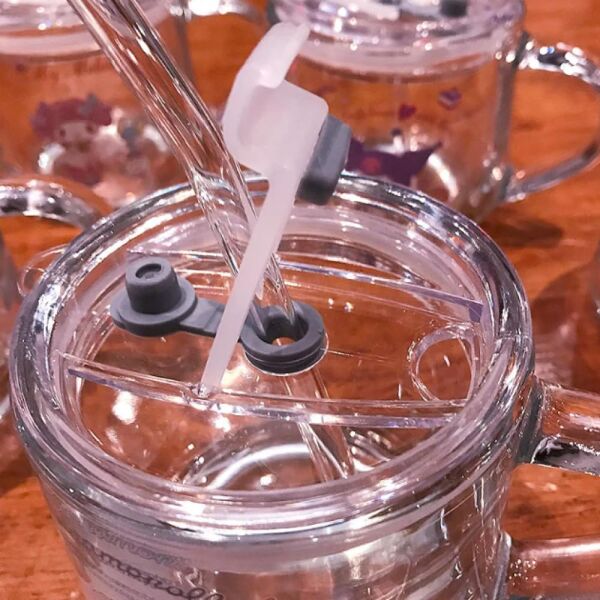 Kawaii Cinnamoroll Pipetli Kulplu Cam Bardak