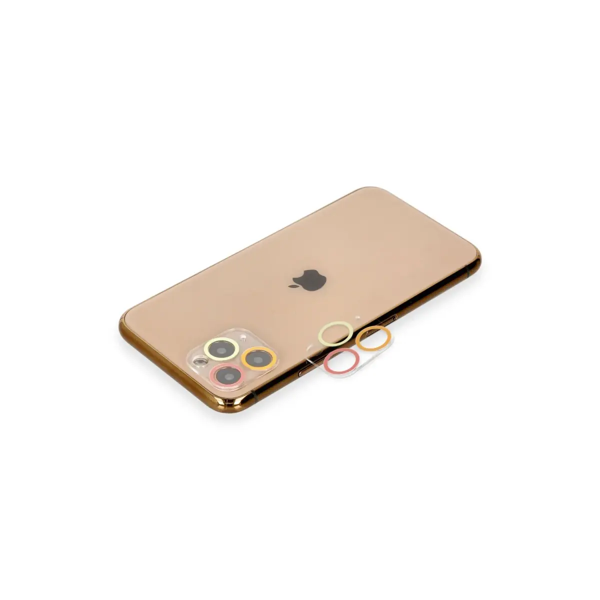 Apple iPhone 11 Pro Max Renkli Kamera Lens Koruma Cam - Turuncu-Kırmızı