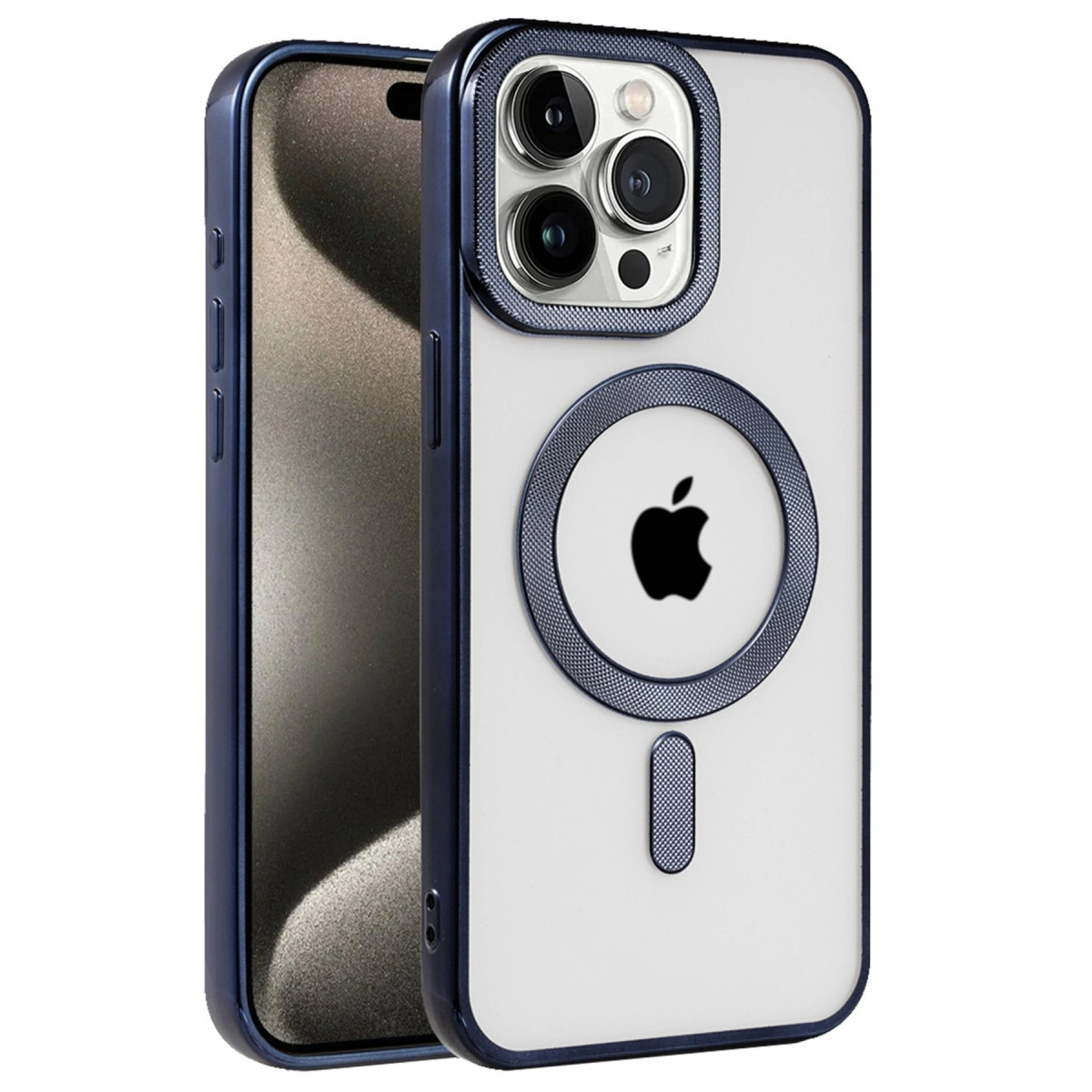 Apple İphone 15 Pro Kılıf Kronos Magsafe Kapak - Lacivert