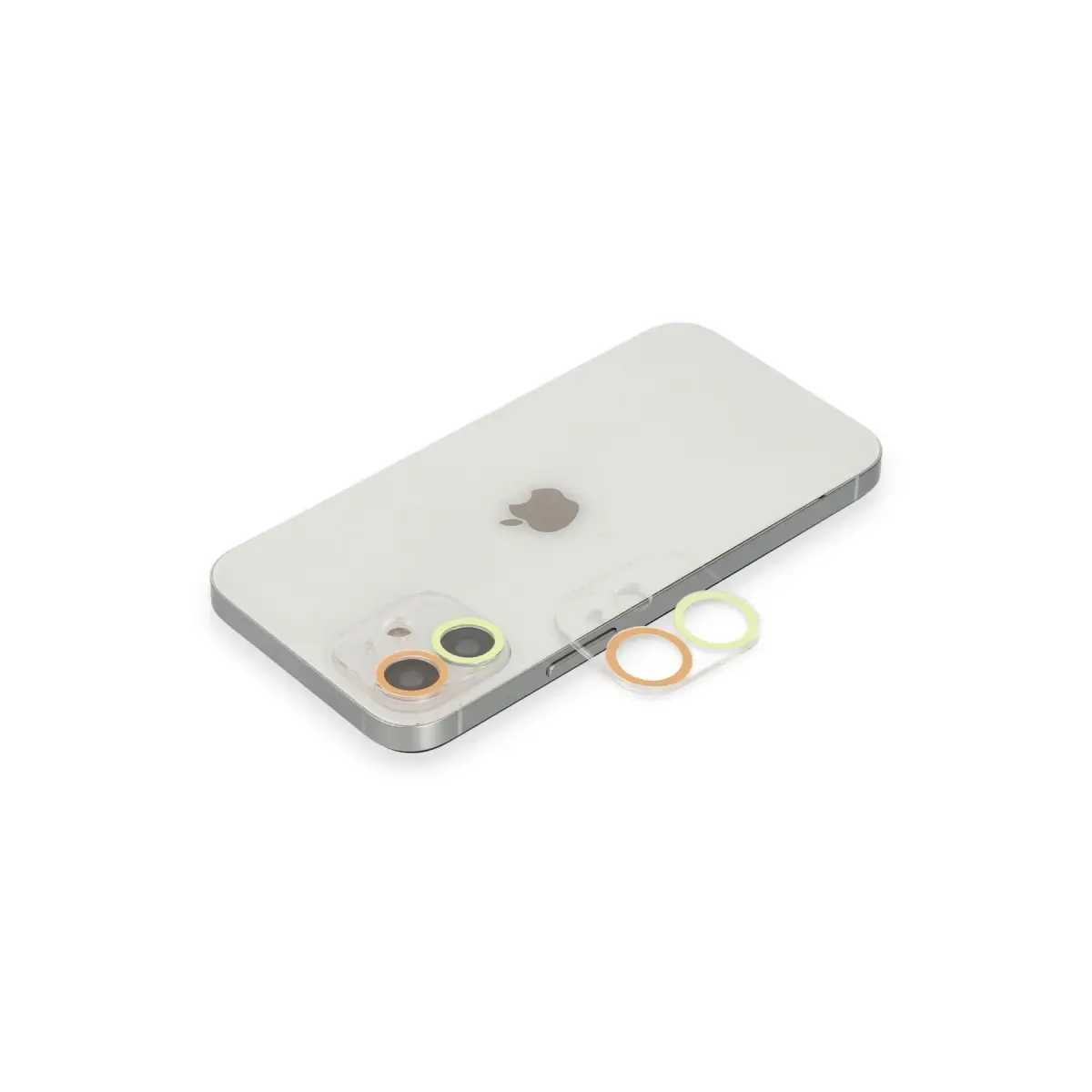Apple iPhone 12 Renkli Kamera Lens Koruma Cam - Sarı-Turuncu