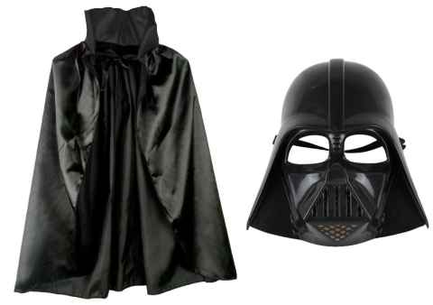 Çocuk Boy Yıldız Savaşları  Wars Darth Vader Maskesi Ve 90 Cm Pelerin Seti Siyah
