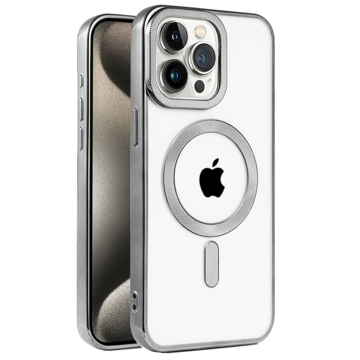 Apple İphone 15 Pro Kılıf Kronos Magsafe Kapak - Titanyum Gri