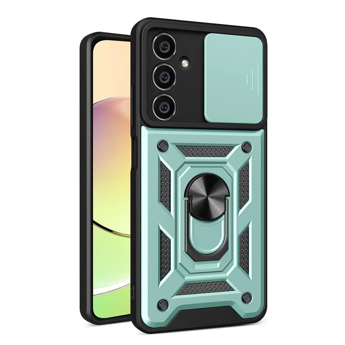 Samsung Galaxy A15 4G Kılıf Pars Lens Yüzüklü Silikon - Yeşil
