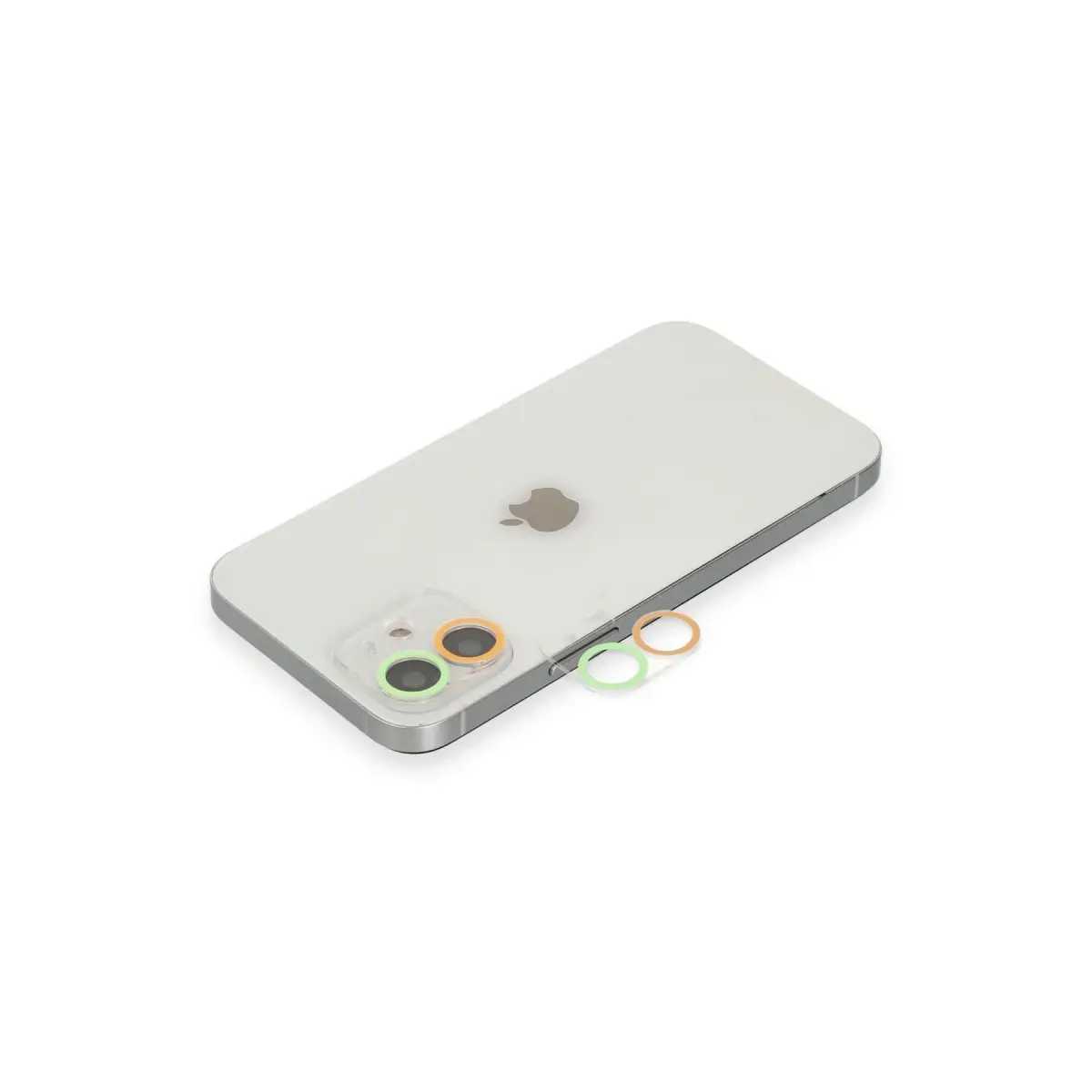 Apple iPhone 12 Renkli Kamera Lens Koruma Cam - Turuncu-Yeşil