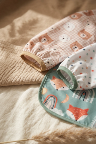 Toddlepure 2'li Set Sıvı Geçirmez Uzun Kollu Bebek Mama Önlüğü - 6-24 Ay Blw Uyumlu, Ayı Ve Tilki Desenli Faaliyet Önlüğü
