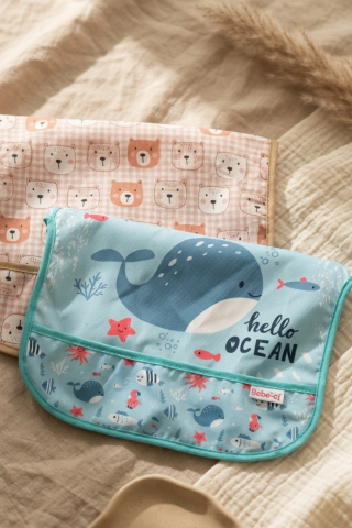 Tinyjoy Su Geçirmez Uzun Kollu Mama Önlüğü Seti 6-24 Ay - 2'li Paket Ayıcık Ve Balina Desenli Leke Tutmaz Blw Önlüğü
