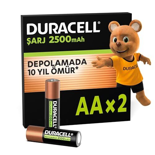 Şarj edilebilir AA kalem pil, 2'li paket, 2500 mAh NiMH