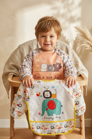 Tinyjoy 2'li Set Sıvı Geçirmez Uzun Kollu Mama Önlüğü - Blw Uyumlu Leke Tutmaz Bebek Beslenme Ve Faaliyet Önlüğü