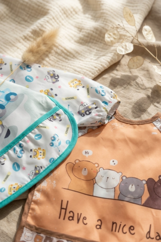 2'li Sıvı Geçirmez Uzun Kollu Mama Önlüğü 6-24 Ay- Blw Uyumlu, Kırıntı Cepli, Leke Tutmaz Bebek Yemek Ve Aktivite Önlüğü