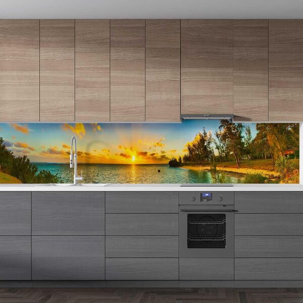 Mutfak Tezgah Arası, Folyosu Gün Batımı, Folyo Fayans Kaplama, Kıyı 60x200 CM