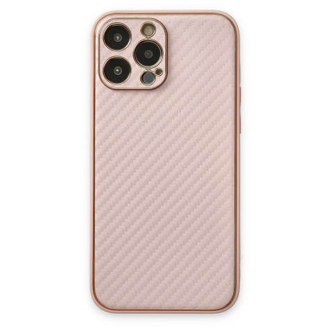 Apple İphone 13 Pro Max Kılıf Coco Karbon Silikon - Pembe