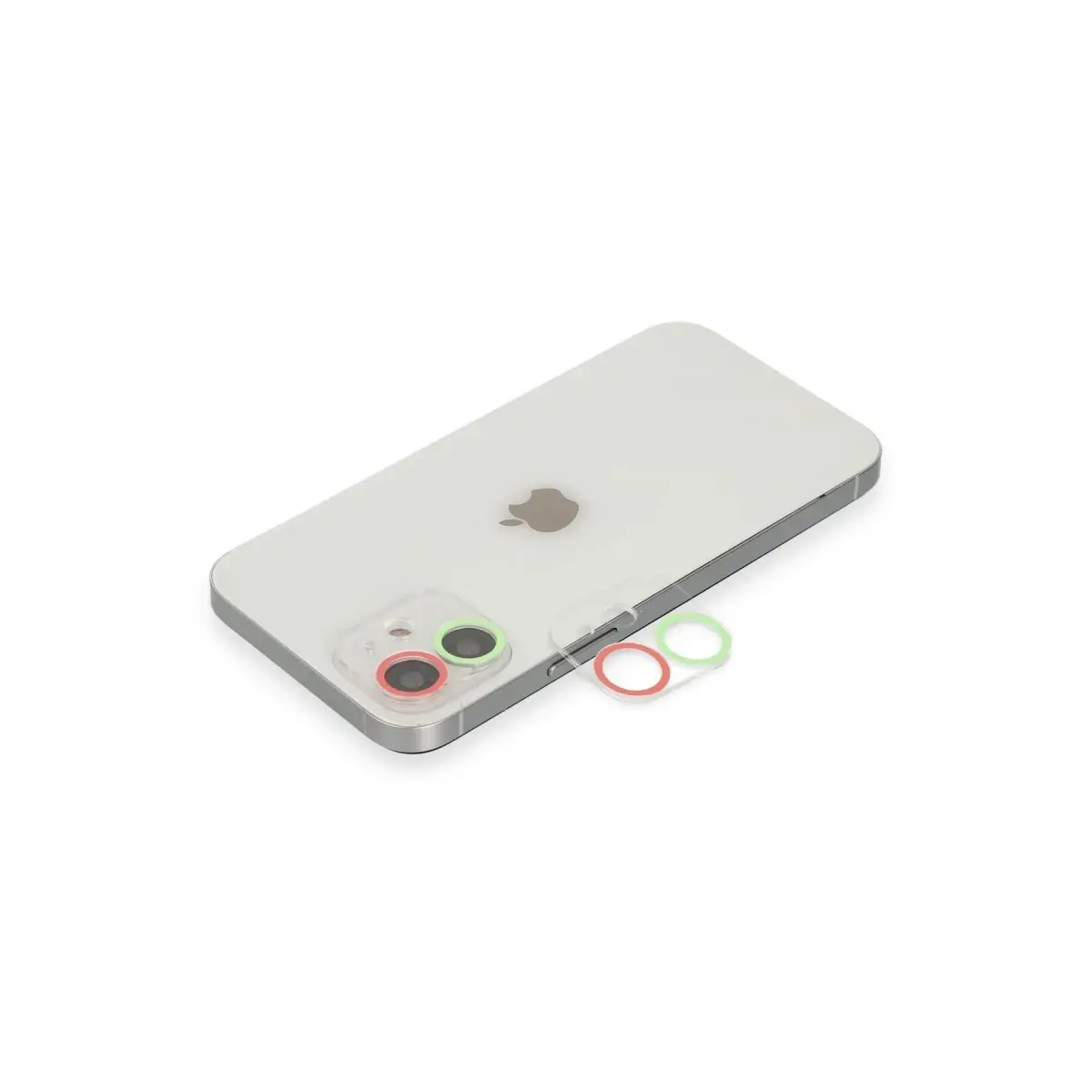 Apple iPhone 12 Mini Renkli Kamera Lens Koruma Cam - Yeşil-Pembe