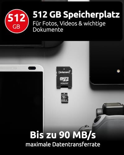 Micro Sdxc 512GB Sınıf 10 Bellek Kartı, SD Adaptörlü Uhs-I