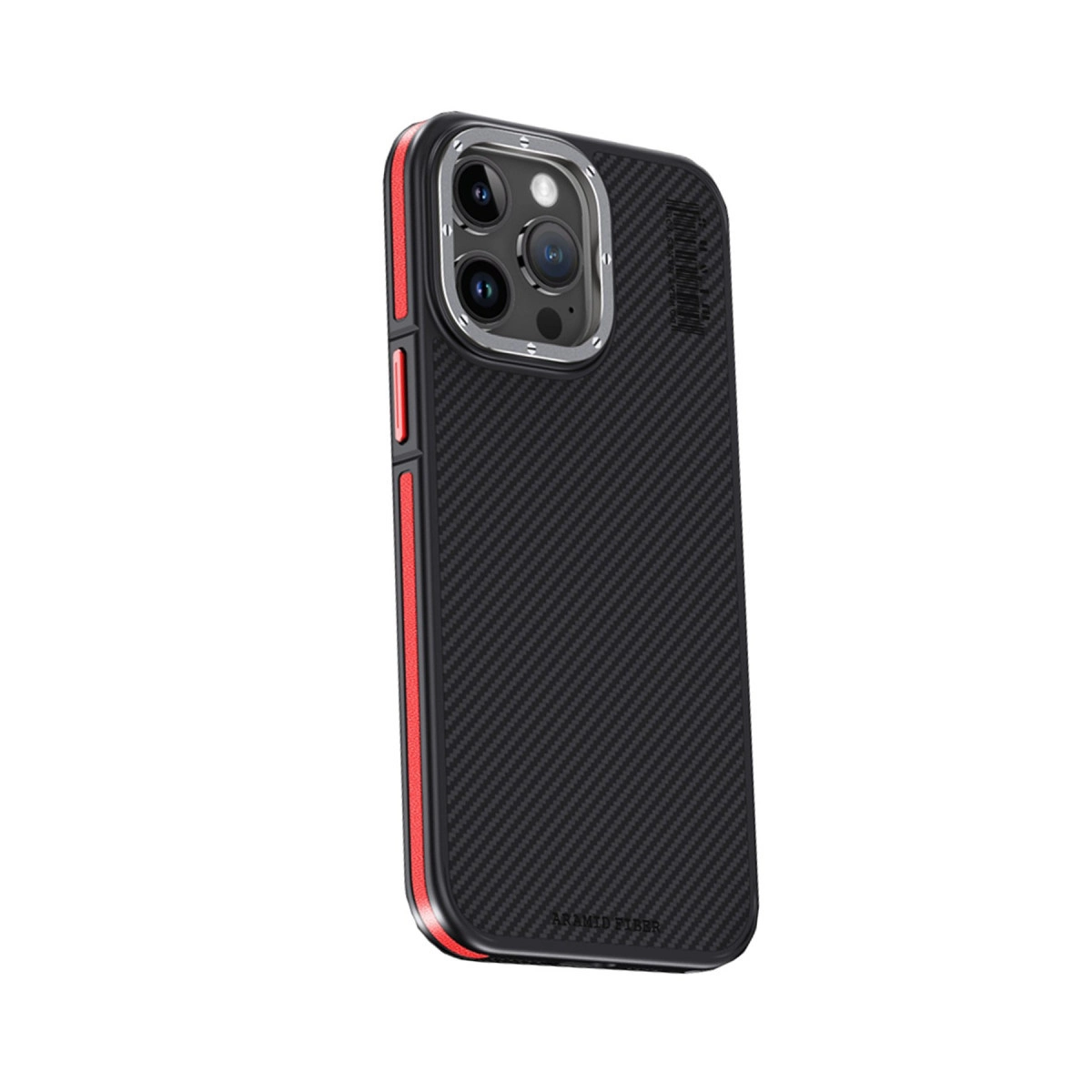 Joko Apple İphone 15 Pro Kılıf Aramid 600d Kevlar Karbon Fiber Magsafe Kapak - Kırmızı