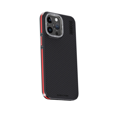 Joko Apple İphone 15 Pro Kılıf Aramid 600d Kevlar Karbon Fiber Magsafe Kapak - Kırmızı