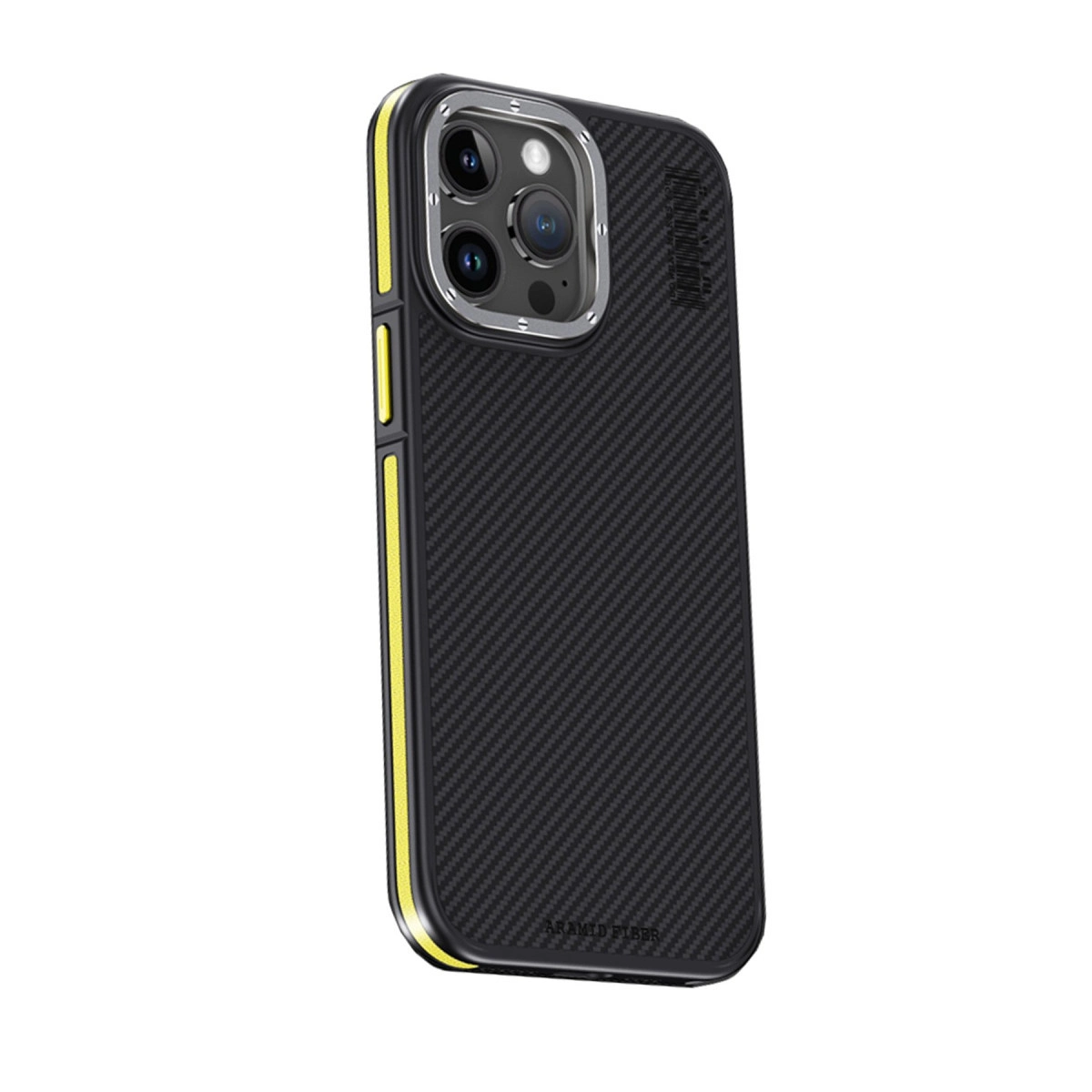 Joko Apple İphone 15 Pro Kılıf Aramid 600d Kevlar Karbon Fiber Magsafe Kapak - Sarı