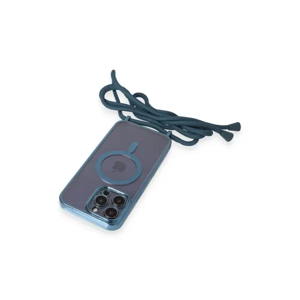 Apple iPhone 12 Pro Max Kılıf Divo Lazer Askılı Magsafe Kapak - Sierra Blue