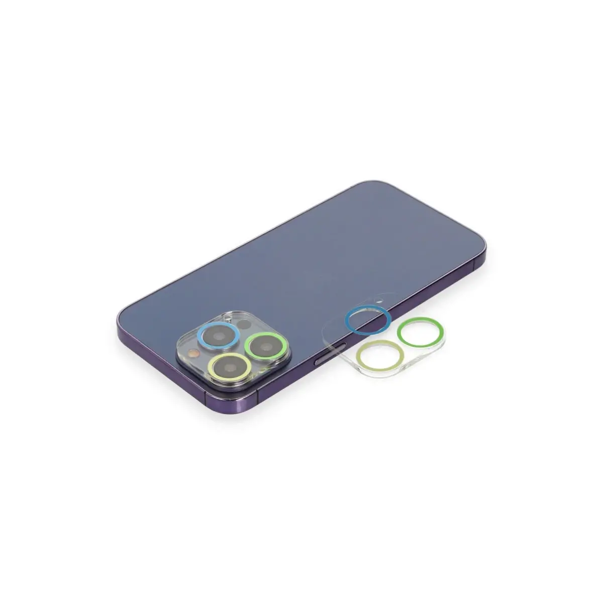 Apple iPhone 12 Pro Renkli Kamera Lens Koruma Cam - Yeşil-Sarı