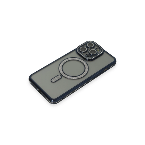 Apple İphone 15 Pro Max Kılıf Joke Simli Magneticsafe Kılıf - Lacivert