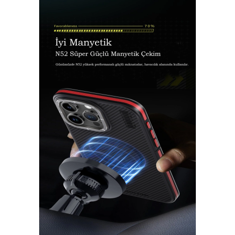 Joko Apple İphone 15 Pro Max Kılıf Aramid 600d Kevlar Karbon Fiber Magsafe Kapak - Sarı