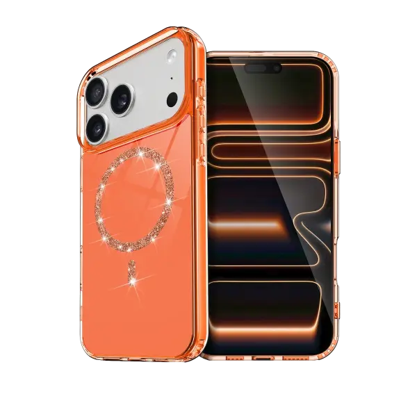 Apple iPhone 17 Pro Max Live Diamond Magsafe Kapak - Turuncu
