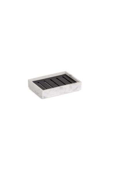 Katı Sabunluk, Mermer Desenli/Siyah Renk, 26X80X115 Mm