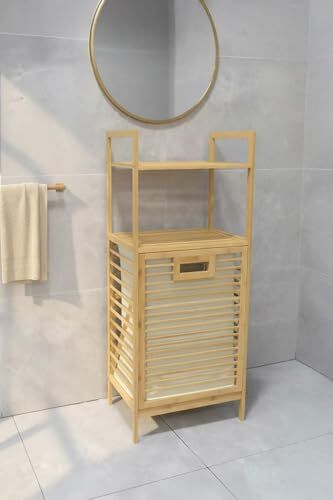 Bambu Eco-Lıte Basıc, Kirli Sepetli 2 Raflı Banyo Düzenleyici Çamaşır Sepeti, DB-0031