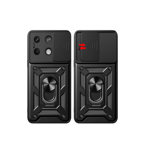 Xiaomi Poco X6 Pro Kılıf Pars Lens Yüzüklü Silikon - Kırmızı
