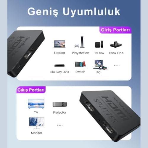 HDMI Çift Yönlü 4K 60Hz Çoğaltıcı 2in1 HDMI Switch Adaptörü