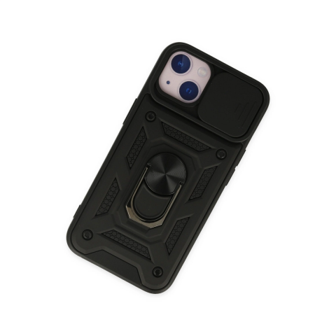 Apple İphone 14 Kılıf Pars Lens Yüzüklü Silikon - Siyah
