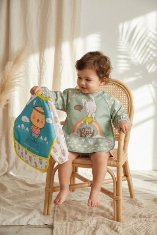 Joyful Toddler 2'li Set Sıvı Geçirmez Kollu Mama Önlüğü - Blw Uyumlu Leke Tutmaz Aktive Ve Yemek Önlüğü