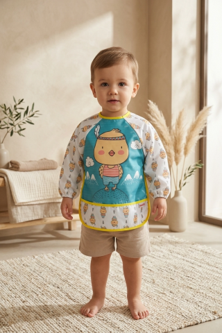 Joyful Toddler 2'li Set Sıvı Geçirmez Kollu Mama Önlüğü - Blw Uyumlu Leke Tutmaz Aktive Ve Yemek Önlüğü