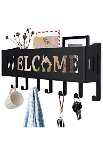 Welcome Temalı Raflı Anahtarlık Askısı, Siyah