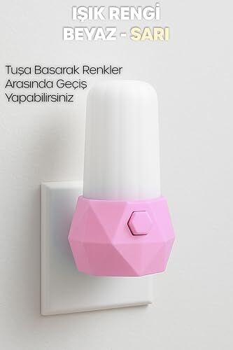 2'li Prizma Tip Gece Lambası, 2 Mod, Sarı-Beyaz Işık, Pembe + Turkuaz, GC07