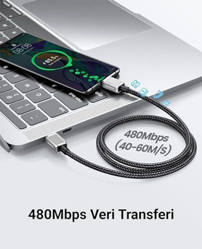 60W 3A PD Type-C to Type-C Hızlı Şarj ve Data Kablosu 1.5 Metre Siyah