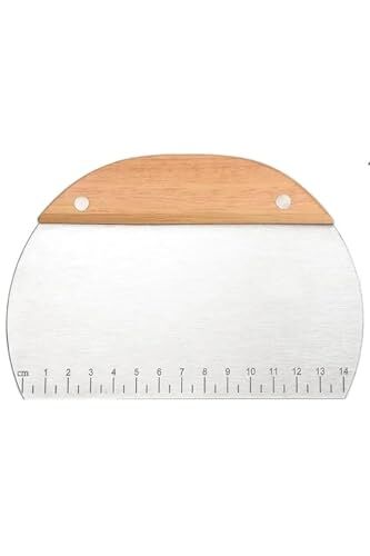 Çelik Oval Ahşap Saplı Hamur Kesici Spatula, Kahverengi