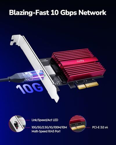 PE10G Wol 10.000Mbps Multi-Gigabit Pcı Express Ethernet Ağ Kartı