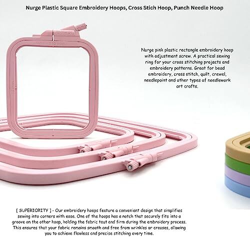 Pembe Orta (No:3) Abs Plastik Kare Nakış Kasnağı